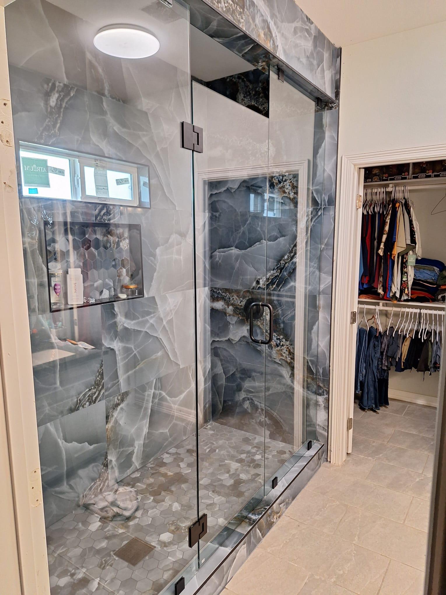 Custom glass shower enclosure
